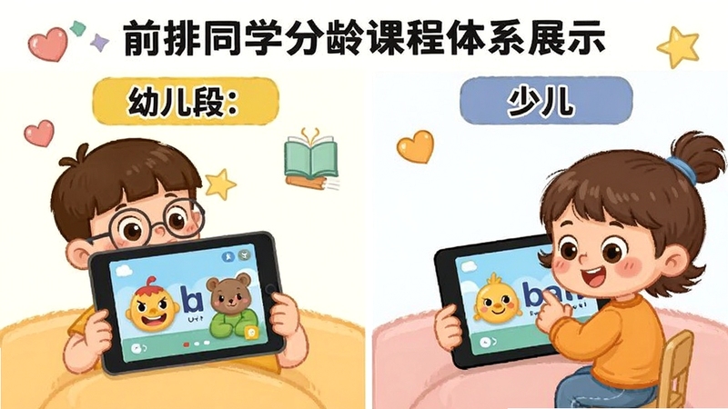 ǰ��ͬѧ����γ���ϵչʾͼ����ͬ����ζ�ͯʹ��ƽ��ѧϰӢ������Ϊ�׶��κ��ٶ��Σ���ͨ�廭���