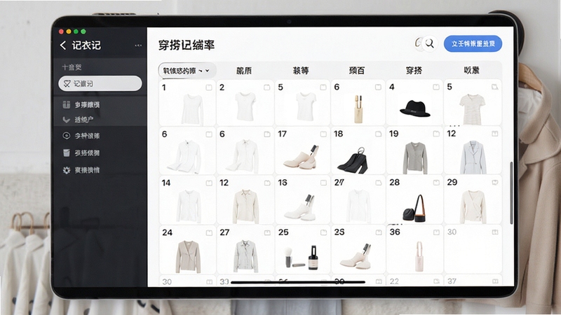 记衣记软件穿搭日历统计界面预览图