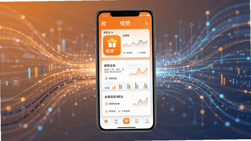 橙赞信息聚合页面示意图,画面中心为橙赞应用界面展示多种信息卡片流,背景区域为抽象的数据流线条,体现信息整合与高效处理,风格现代简洁