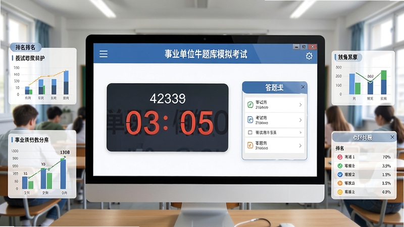 ��ҵ��λţ���ģ�⿼�Խ����ͼ����棬��Ļ����ʾ����ʱ�ʹ��⿨����Χ�з���ͳ��ͼ���������񣬱���Ϊ���ҳ���������������ͻ�����Խ��Ÿк�רҵ��