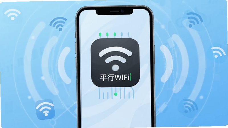 ƽ��WiFi ����������չʾͼ���ֻ���Ļ������ʾƽ��WiFiӦ��ͼ��������״̬������Ϊǳ��ɫ����Ƽ������Χ����WiFi�źŲ���ͼ�꣬������������ͻ��������������