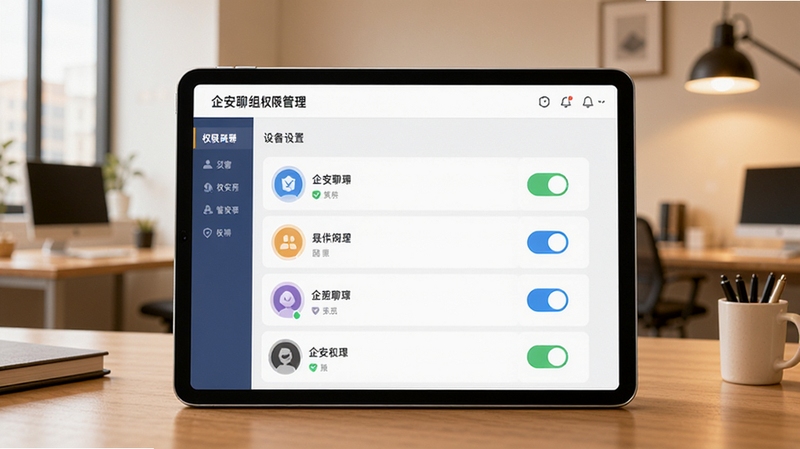 ����Ⱥ��Ȩ�޹������棬��������Ϊƽ�������Ļ����ʾ��Ȩ��������壬������ͬ��ɫͼ���뿪�ذ�ť����������Ϊ��ܰ�İ칫�һ����������������࣬������������