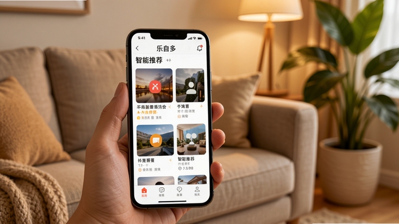 ���Զ������Ƽ����ܳ���ͼ����������Ϊһ�������ֻ���Ļ����Ļ����ʾ���Զ�APP�ĸ��Ի��Ƽ��б�������Ϊ��ܰ�ļҾӻ���һ�ǣ���ɳ������ֲ������ɫ����ů���ʣ�ͻ�������Ƽ������ı�ݸ�