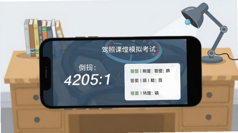 ���տ���ģ�⿼�Խ��棬�ֻ�������ʾ����ʱ�ʹ��⿨������Ϊ��������ѧϰ������ƽ�廭���