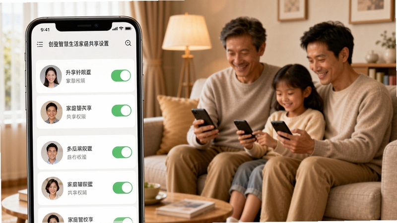 ��ӯ�ǻ������ͥ��Ա�������ý��棬�������ֻ���Ļ��ʾ����û�ͷ����Ȩ�޿��أ�����Ϊһ�������ڿ�����ʹ���ֻ�����ܰ������ɫ����ů��ͣ����ּ�ͥ�������