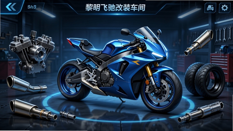 �����ɳ۸�װ������棬һ���ſ��Ħ�г�ͣ�����룬��Χ���������桢�����ܡ���̥�ȸ�װ������Ƽ���ʮ�����ɫ��Ч����������������ϷUI���