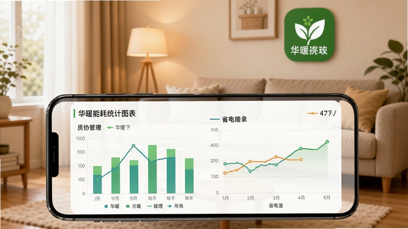 ��ů�ܺ�ͳ��ͼ�����棬�ֻ���Ļչʾ��״ͼ������ͼ������Ϊ��ܰ�Ҿӻ�������ɫ���ܱ�ʶ��ͻ����ů�ܺĹ���������ʡ������