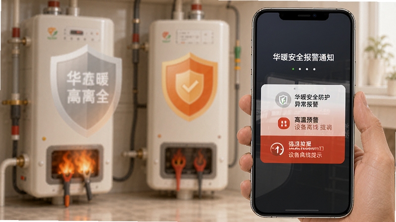 ��ů��ȫ����֪ͨ���棬�ֻ���Ļ��������Ԥ�����豸������ʾ������Ϊ��ͥ��ů�豸���밲ȫ����ͼ�꣬ǿ����ů��ȫ�������쳣��������