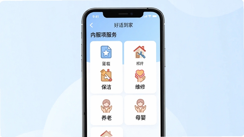 ���ʵ���Ӧ���ڷ�����Ŀ�б�ҳ���ֻ���Ļչʾ���ࡢά�ޡ����ϡ�ĸӤ�ȶ��������༰��Ӧͼ�꣬���沼������������Ϊǳɫ���䣬ͻ����������ḻ�������ݵ��ص�