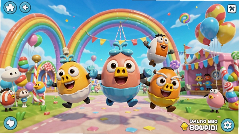 �����ɶ���Ϸ������ȫ��ͼ�����������Ǽ���Բ��ɰ��ĵ��н�ɫ���ڻ�����Ծ��������ɫ���ͷ׵��ɶ���԰�����������ʺ硢�����ǹ���Ԫ�أ��������������ã��ʺ���Ϊ��Ϸ����Ԥ��ͼ