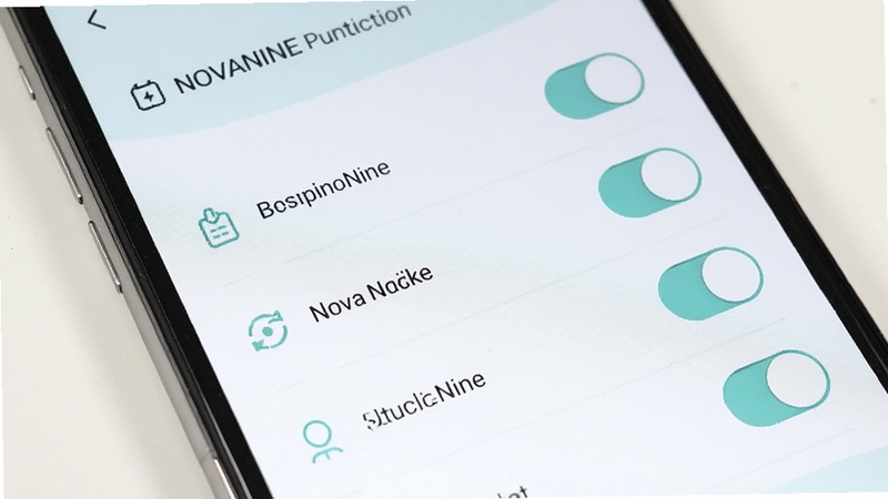 NovaNine ���ܽ�����д������չʾ�ֻ���Ļ�ϼ��Ĺ����б��뿪�ذ�ť����ɫ�԰�ɫ�͵���ɫΪ���������ɾ����࣬ͻ�� NovaNine ������������ˬ�Ӿ����