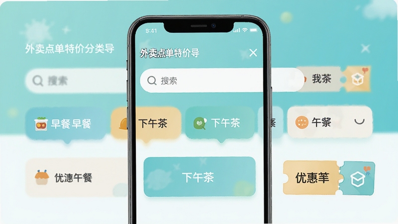 �����㵥�ؼ۷��ർ�����棬չʾ�����������ȱ�ǩ��ť���������������Ż�ȯͼ�꣬����ɫ����ˬ���ʺ��ƶ���չʾ