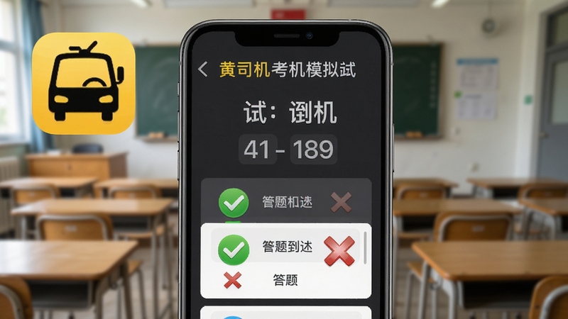��˾��ģ�⿼�Խ��棬�ֻ���Ļ��ʾ���Ե���ʱ����⿨���������жԹ����ű�ǣ�����Ϊ���һ򿼳������黯��ͻ����˾��Ӧ��ͼ�꣬���дʵ������Booguģ������