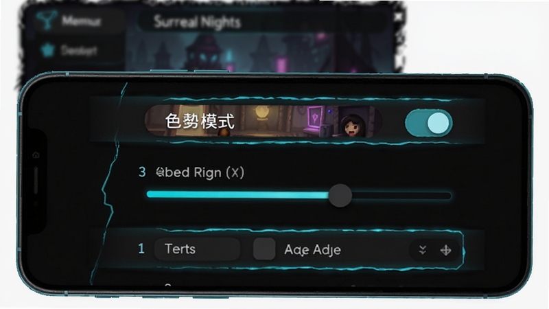Five Surreal Nights Mobile �������ܽ���ʾ��ͼ����������Ϊ�ֻ���Ļ��д�������������黯����Ϸ���˵�����Ļ����ʾɫ��ģʽ���ء���ǿ�Ȼ�������ִ�Сѡ��������వ�ڣ������޺�����׺