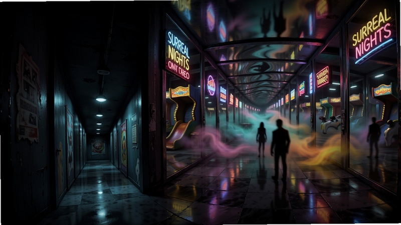 Five Surreal Nights Mobile ��Ϸ��������ͼ��������������λ�����·����Ⱦ�ͷ�����������ǲ���Ť����������ֳ����ݣ�ǽ���Ϲ�����˸���޺���ƣ����浹ӳ��ģ������Ӱ���������в�ɫ��������������ʵ�ֲ����