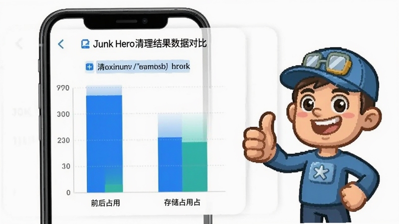 Junk Hero�������������壬����չʾ�ֻ���Ļ����״ͼ�Ա�����ǰ��洢ռ�ã��Ա��п�ͨ��ɫ�����Ĵָ�������Ǽ��İ�ɫ������ɫ���ݸ�����ͻ�����ӻ���������
