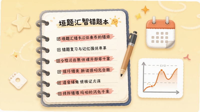 ԫ����Ǵ��Ȿ���ܽ��棬����չʾһ������ʼǱ���ҳ�����к�ɫ��ǵĴ����б����Ա�����������ͼ�������ͼ��������Ϊ����ɫůɫ����ͻ�����⸴ϰ�����ǿ������