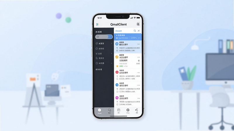 һ������ִ����ƶ����ʼ�����Ӧ�ý���ȫò����������չʾ QmailClient Ӧ�������棬�����ռ����б���������˻��л�������������Ϊ��͵�ǳ��ɫ���������칫Ԫ�أ�������ɾ�רҵ������ Boogu ģ������