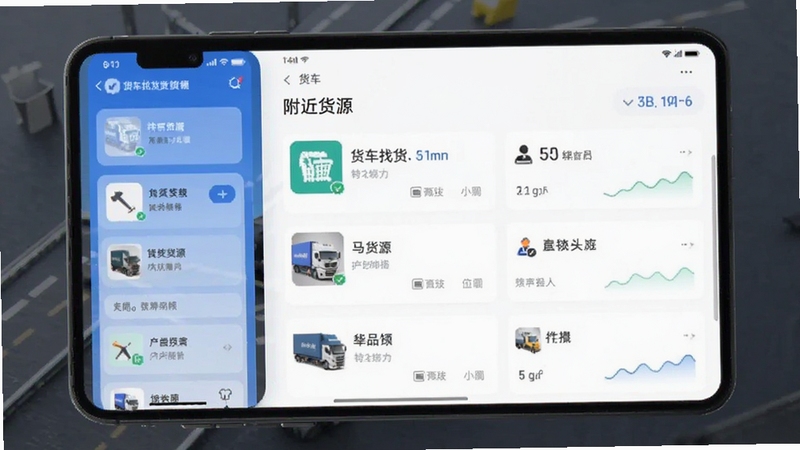 货车找货司机软件首页附近货源列表界面预览图