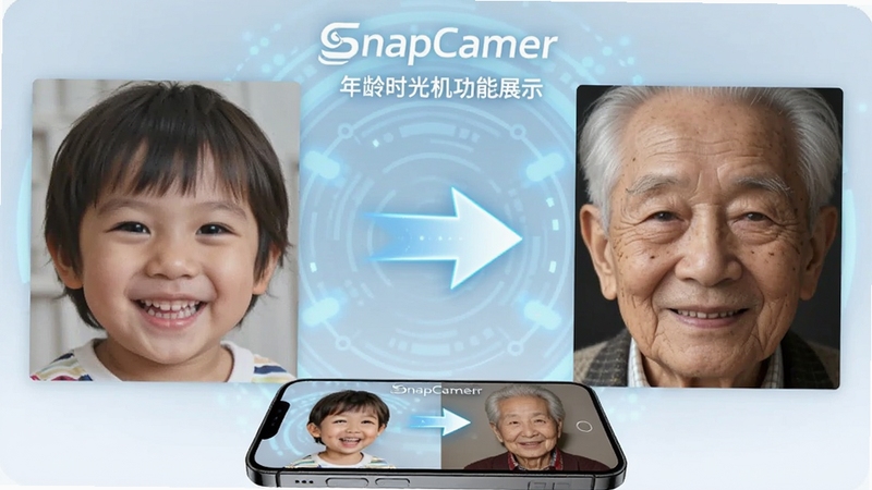 SnapCamer ����ʱ�������չʾ���������Ϊ��ͯЦ����Ƭ���Ҳ�Ϊ����������Ƭ���м��Է����ͷ���ӣ�����Ϊ����ɫ�Ƽ��й��Σ��ֻ���Ļ�����ڻ����·���ͻ������仯�Ա�Ч��