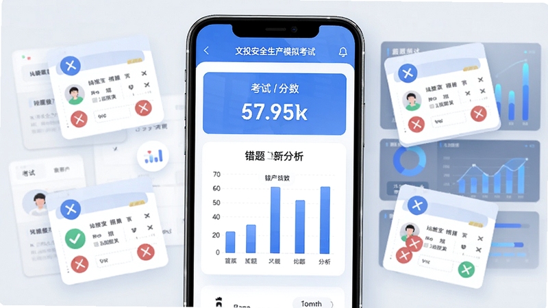 ��Ͷ��ȫ����ģ�⿼�Խ��棬�ֻ���Ļ������ʾ���Է�����������ͼ������Χ���ƴ��⿨��Դ����ͼ�꣬����Ϊ��ͻҰ�ɫ��������ɫ���ݿ��ӻ�Ԫ�أ�ͻ��������������