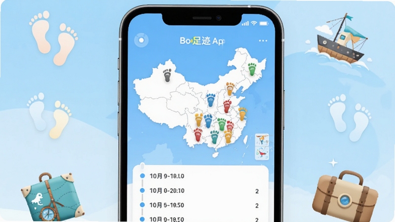 ���㼣App������չʾ����������Ϊ�ֻ���Ļ����ͼ����Ļ����ʾ�й���ͼ�϶����ɫ�㼣��ǵ���ʱ�����б�������Ϊǳ��ɫ���䣬���ܵ�׺��Լ��ӡͼ��������Ԫ�أ����������¼�࣬����Booguģ������