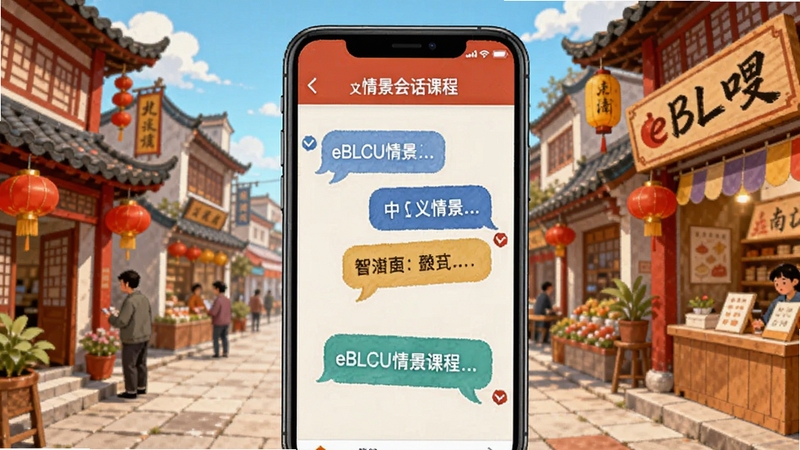 eBLCU�����龰�Ự�γ̽��棬����չʾ�ֻ���Ļ�жԻ������볡���廭������Ϊ��ʽ�־����̵�Ԫ�أ�ɫ�ʷḻ����