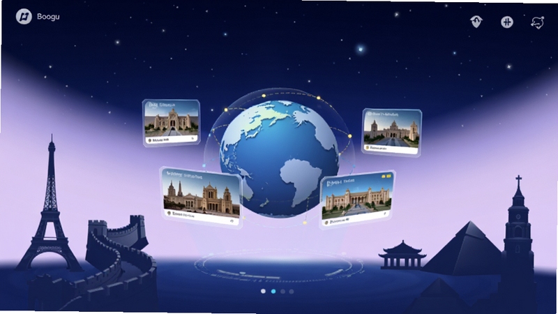 VR���羰��Ӧ��������ȫ��չʾ���������������ŵ�����������������ͼ��Ƭ������Ϊ����ɫ�ǿ��뵭��ɫ������Σ����ܵ�׺���ƶ����������ǡ���������΢���ر��Ӱ��������Ƽ��������з�Χ�ںϣ�����Booguģ������