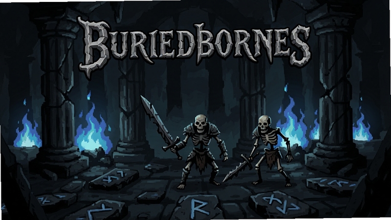 ���ڷ����γ�����Buriedbornes��Ϸ���⣬����ʯ�����������棬����սʿ�ֲֳ��Ƴ���������ɢ�����ʯ�壬��ɫ��������ʽ��Χ