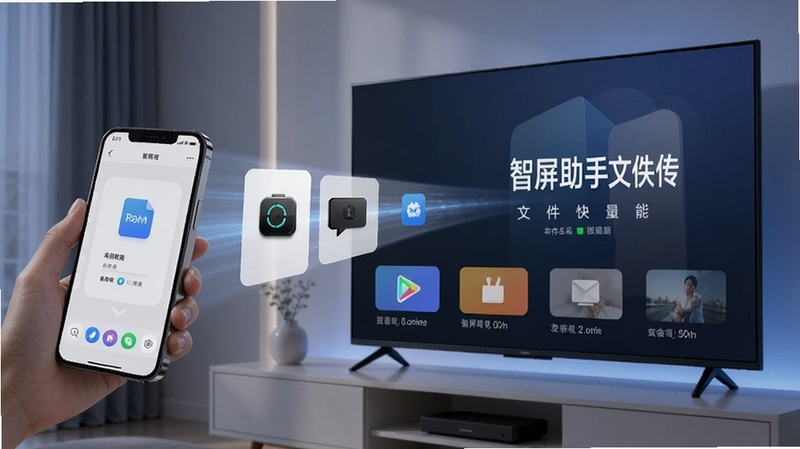 智屏助手文件快传功能演示,手机文件飞向电视屏幕