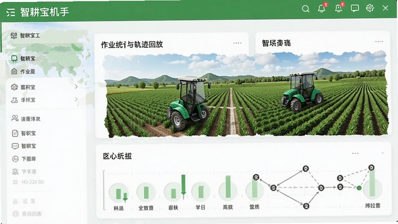 智耕宝机手端 作业面积统计与轨迹回放界面