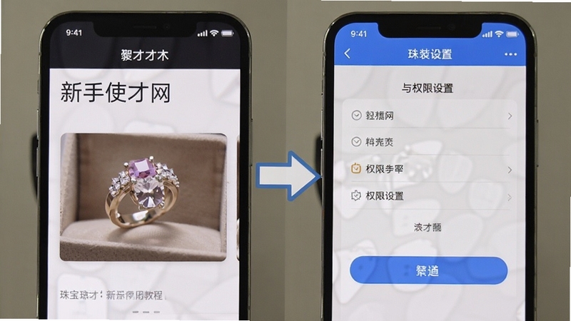 珠宝人才网 新手使用教程截图 手机安装步骤与权限设置界面 清晰指引风格