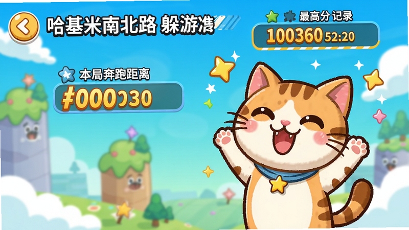 �������ϱ�·����Ϸ�÷ֽ���ҳ�棬��ͨè���ɫ������ף������չʾ���ֱ��ܾ�������߷ּ�¼����������ÿɰ���ɫ���������ʺ���Ϊ��Ϸ�ɹ�չʾͼ