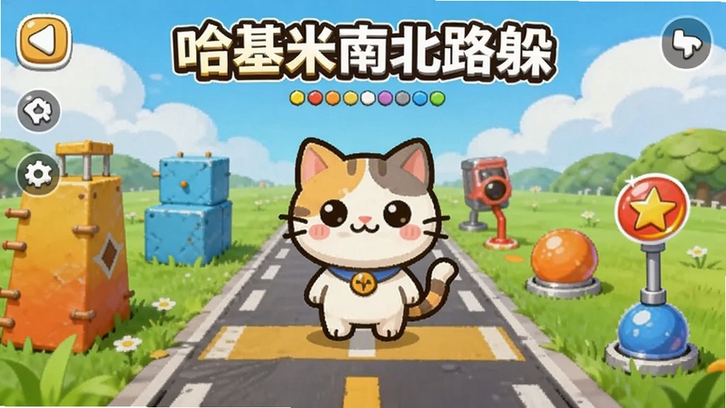 һ����Ϊ�������ϱ�·����ֻ���Ϸ�����棬���������ǿɰ��Ŀ�ͨè���ɫվ���ϱ�����ĵ�·��㣬�����������������ɫ�ݵأ���·����ֲ���ɫ�����޵��ϰ�������ٵ��ߣ����廭���������죬�ʺ�������Ϸ����ͼ��ϸ�ڷḻ����ͼ���У�������