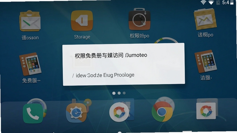免费相册照片管理软件在安卓手机上的权限设置引导界面,屏幕显示存储与媒体访问权限弹窗,背景为手机桌面,图标排列整齐,光线均匀,高清写实风格
