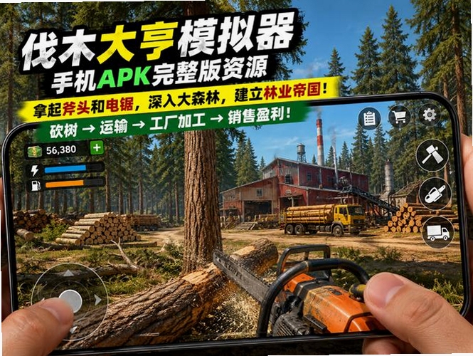 ��ľ��ģ����3DLumberjack Simulator 3D ��Ϸ�������ͼ��չʾɭ�ֱ����͹�����������ģ�⾭Ӫ��Χ