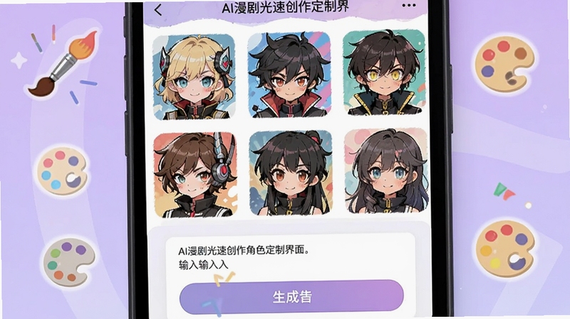 AI������ٴ�����ɫ���ƽ��棬�ֻ���Ļչʾ�����ͬ���Ķ�����ɫͷ�����У��·���������������������ɰ�ť������Ϊǳ��ɫ���䣬������ɢ���������ɫ��ͼ�꣬������ø��д����