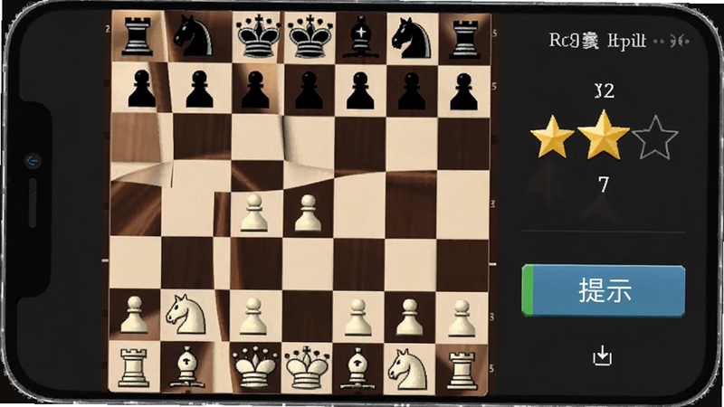 日常棋法练习象棋 残局题库界面 棋盘上摆放经典残局 旁边有难度星级与提示按钮 手机应用截图风格