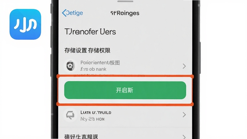 短小助移动端安装权限设置操作指引示意图,画面展示手机设置界面中权限管理页面,高亮标注存储权限开启按钮,背景为浅灰色系统界面风格,画面中包含短小助软件图标