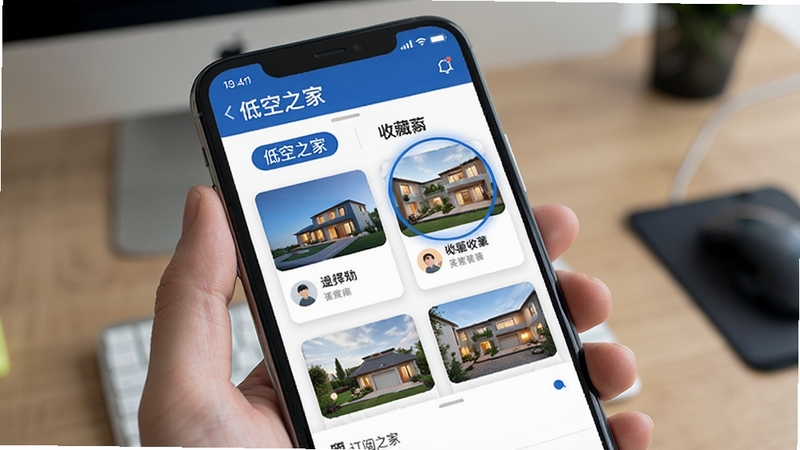 低空之家 订阅管理界面 手机展示标签选择与收藏列表 蓝色高亮选中状态 卡片式布局