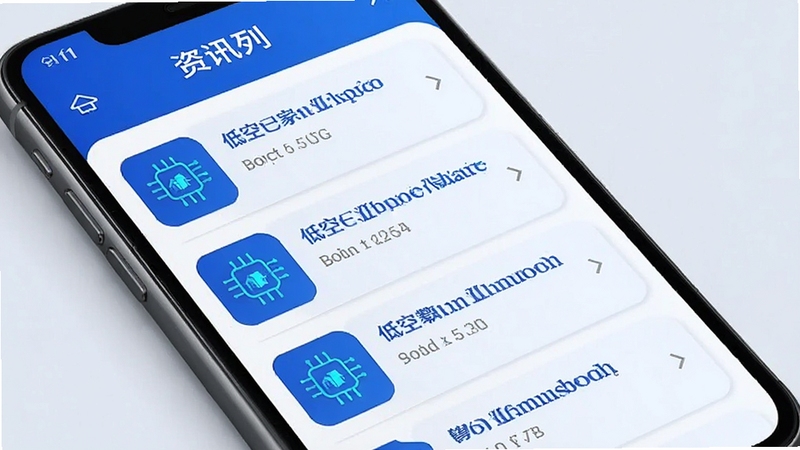 低空之家 资讯列表页面 手机屏幕显示多条低空经济新闻标题 蓝色主题配色 简洁列表布局 科技感图标