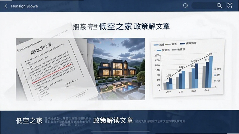 低空之家 政策解读文章页面 手机界面展示详细文字内容 配图包含政策文件与图表 专业商务风格