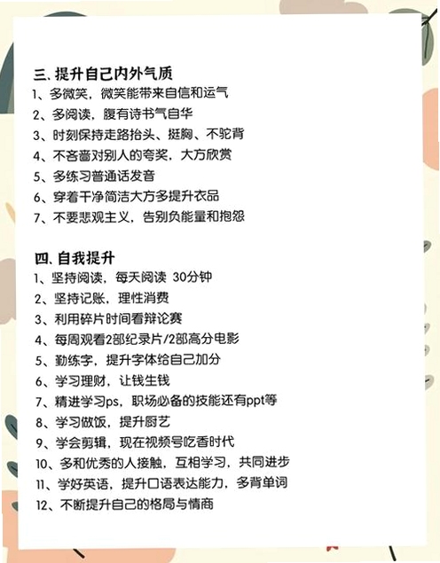 关键词必须包含 自律清单,文字可概括整篇文章全部内容,用于搜索配图