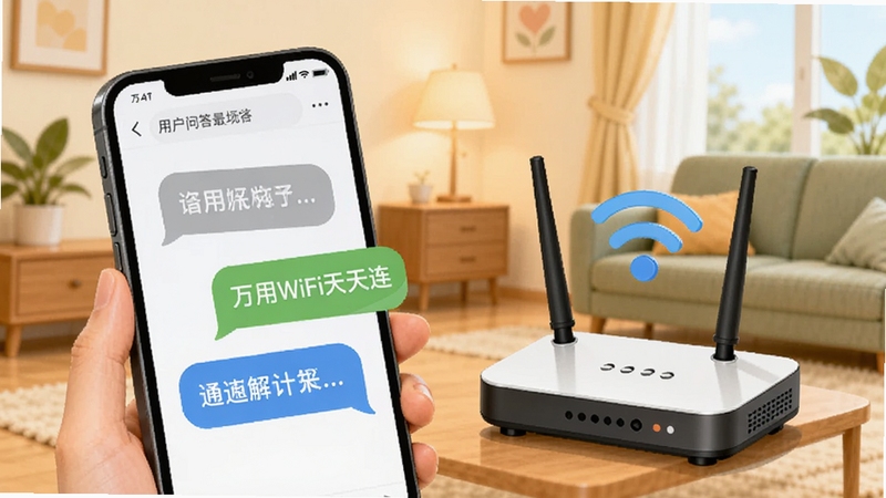 ����WiFi�������û��ʴ𳡾��廭���ֻ���Ļ��ʾ�ʴ�Ի����ݣ��Ա���·�������ź�ͼ�꣬����Ϊ��ܰ�Ҿӻ�����ͻ�����������������ɷ�Χ