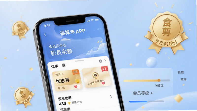 ������APP��Ա����������̳ǽ���չʾ����������Ϊ�ֻ���Ļ�ڳ��ֵĻ������Ż�ȯ�б����Ա�ȼ�����������������Ϊ��ͽ���ǳ��ɫ�������ɫ��Ա����װ�Σ�������ͻ��������ʵ�ݸУ�����Booguģ�����ɵ��̻�Աҳ��Ч��ͼ