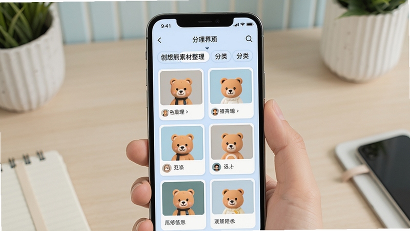 �������ز��������棬�ֻ���Ļչʾ�����ǩ���زĿ�Ƭ�б�������Ϊ����ɫ���������������������Ϣ��������