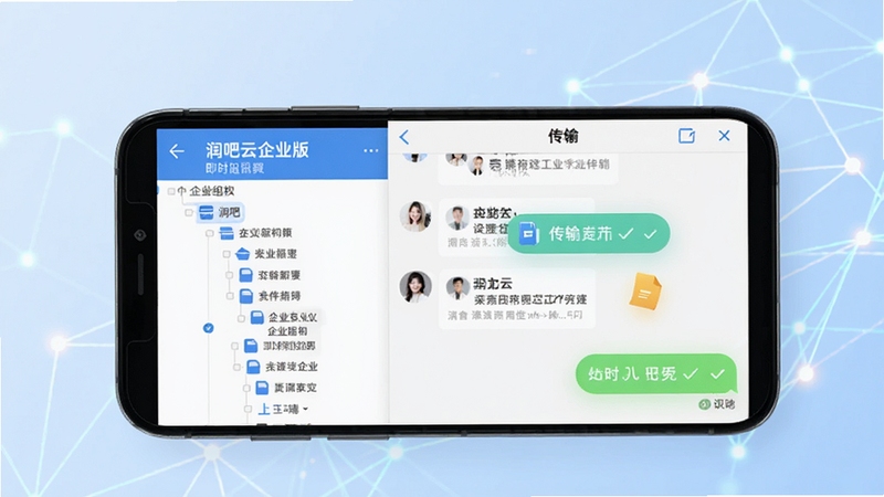�������ҵ�漴ʱͨѶ���棬����չʾ�ֻ���Ļ����ҵ��֯�ܹ���������Ի����У����촰�������ļ�������Ѷ���ִ��ʶ������Ϊ����ɫ���������������������������λ�ڻ������룬ϸ���������������ʺ�������������չʾͼ