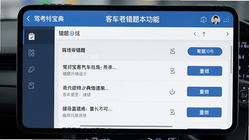 驾考宝典客货车错题本功能界面,展示错题列表与重做按钮