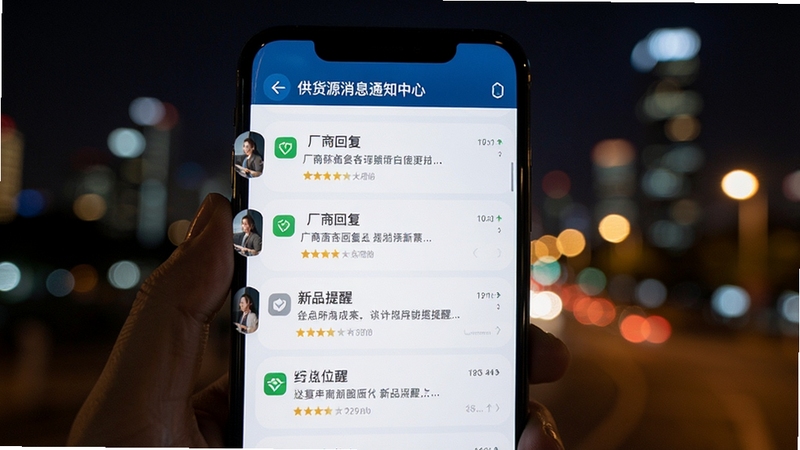 ����Դ��Ϣ֪ͨ���Ľ��棬�ֻ���Ļ����ʾ�������̻ظ�����Ʒ���ѣ�����Ϊҹ���ĳ��еƹ��黯Ч����ͻ����Ϣ��ʱ����İ��ĸ�
