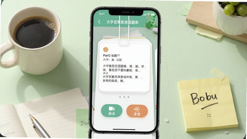 ��������˼���������½��棬�ֻ�����չʾ����Ļ������ʾPart2���⿨Ƭ����Ƭ�·��и�����¼��������ť����������Ϊǳ��ɫѧϰ���棬�Ա߷���һ�����Ⱥͱ�ǩֽ������������ܰ������Booguģ������